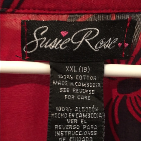 Lipstick red with navy bows and ruffles all around - Picture 5 of 5